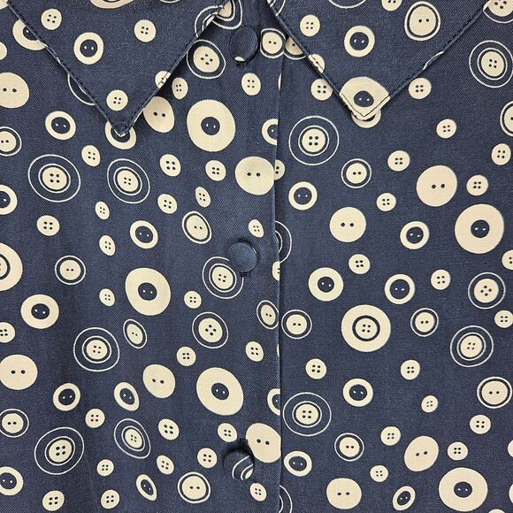 Vtg Jos A Bank Clothiers Womens Blouse 8 Silk Blend Button Print Back Buttons - Picture 7 of 8